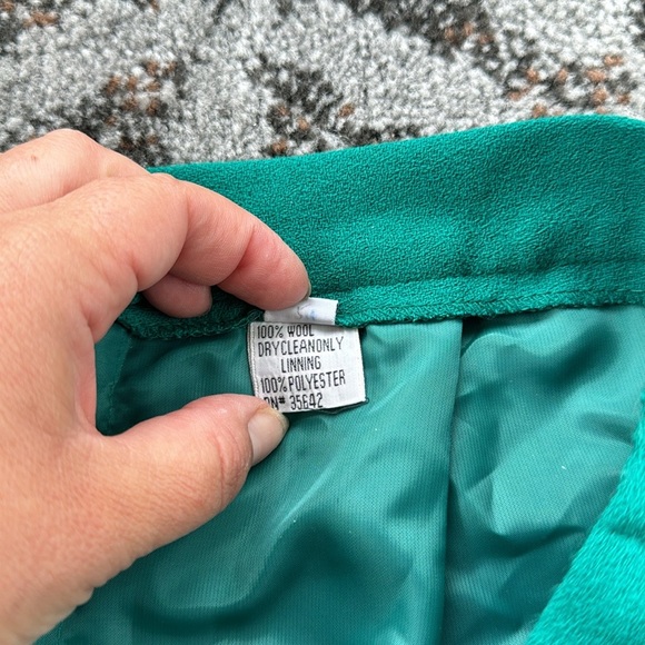 Vintage Morgan Miller Wool Blazer Skirt Suit Set Green 14 - Picture 12 of 13